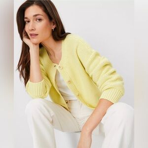 Ann Taylor Button-Up Sweater Women’s XL Yellow New with Tags